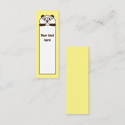 Cute yellow panda bladwijzer memo mini visitekaartje (Voorkant / Achterkant)