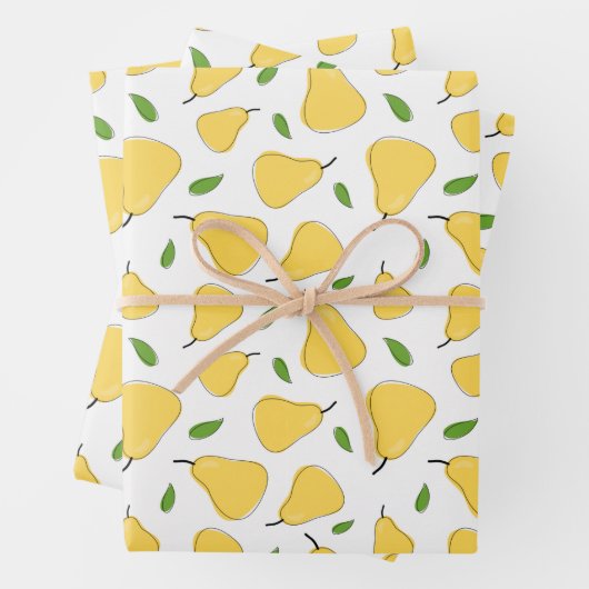 Cute Yellow Pear Pattern Inpakpapier Vel (In situ)