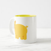 Cute Yellow Piggy Tweekleurige Koffiemok (Voorkant links)