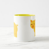 Cute Yellow Piggy Tweekleurige Koffiemok (Center)