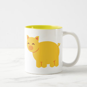 Cute Yellow Piggy Tweekleurige Koffiemok