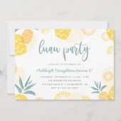 Cute Yellow Pineapple Luau Birthday Party Kaart (Voorkant)
