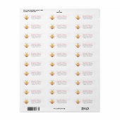 Cute Yellow Pink Bee Baby shower Return Address Etiket (Full Sheet)
