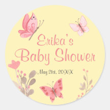 Cute Yellow Pink Floral Butterflies Baby shower