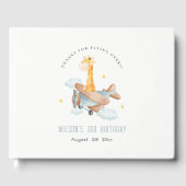Cute Yellow Plane Giraffe Stars Cloud Birthday Gastenboek (Voorkant)