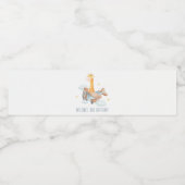 Cute Yellow Plane Giraffe Stars Kids Birthday Wat? Waterfles Etiket (Enkel label)