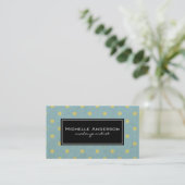 Cute Yellow Polka Dot Pattern Green Texture Visitekaartje (Staand voorkant)