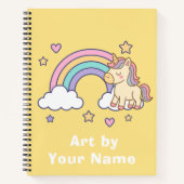Cute Yellow Rainbow Unicorn Sketch Notitieboek (Voorkant)