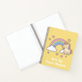 Cute Yellow Rainbow Unicorn Sketch Notitieboek (Binnen)