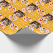 Cute Yellow Reindeer Family Photo Christmas  Cadeaupapier (Hoek)