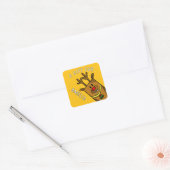 Cute Yellow Reindeer Kid`s Name Christmas Gift Vierkante Sticker (Envelop)
