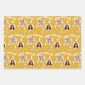 Cute Yellow Reindeer Kid`s Name Photo Christmas Inpakpapier Vel (Voorkant 2)