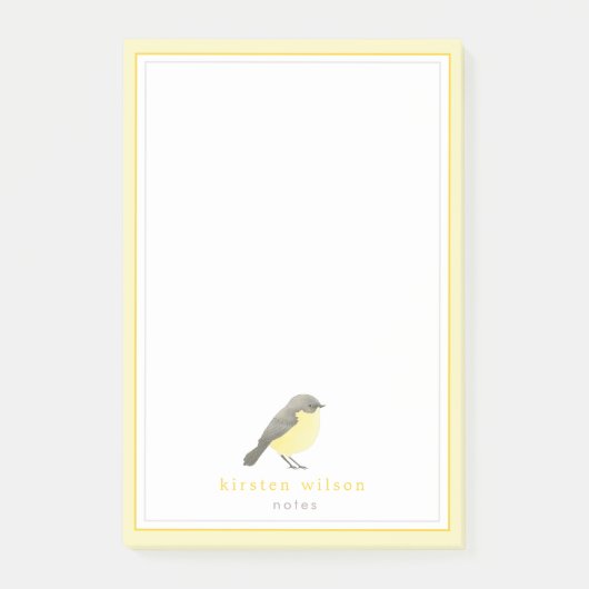 Cute Yellow Robin - Gepersonaliseerd Post-it® Notes (Voorkant)