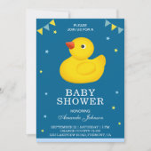 Cute Yellow Rubber Duck Baby shower Invitation Kaart (Voorkant)