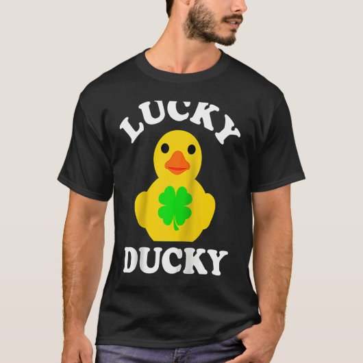 Cute Yellow Rubber Duck Four Leaf C Lucky Ducky Ra T-shirt (Voorkant)