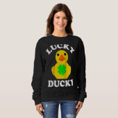 Cute Yellow Rubber Duck Four Leaf C Lucky Ducky Ra Trui (Voorkant volledig)