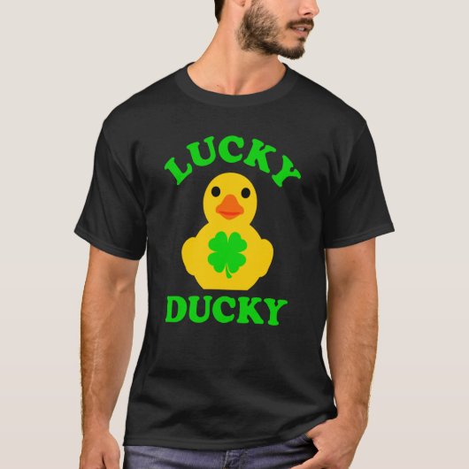 Cute Yellow Rubber Duck Four Leaf C Lucky Ducky T-shirt (Voorkant)