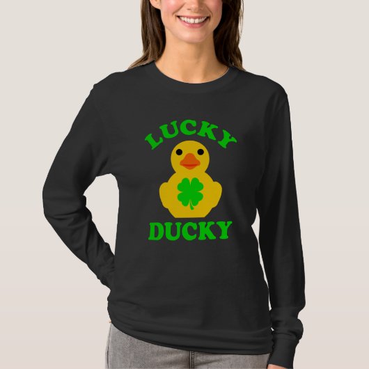 Cute Yellow Rubber Duck Four Leaf C Lucky Ducky T-shirt (Voorkant)