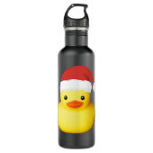 Cute Yellow Rubber Duck Santa Claus KerstFami Waterfles (Voorkant)