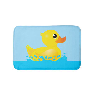 Cute Yellow Rubber Duck Splashing about Badmat