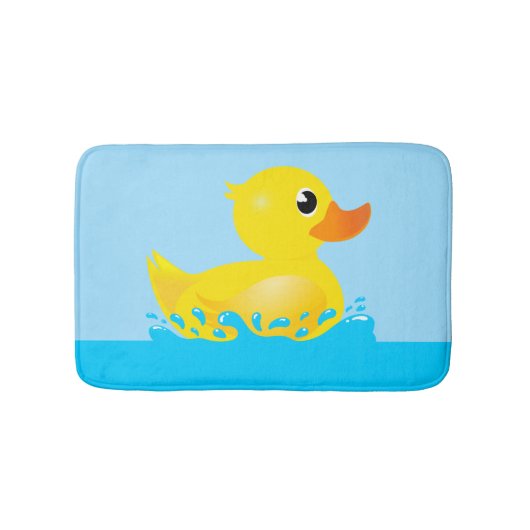 Cute Yellow Rubber Duck Splashing about Badmat (Voorkant)