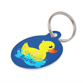 Cute Yellow Rubber Duck Splashing about Huisdierpenning