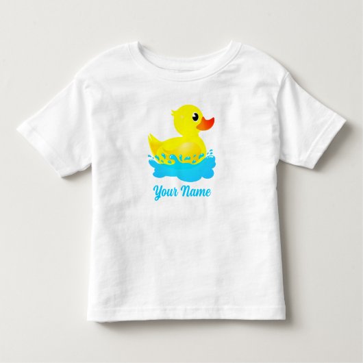 Cute Yellow Rubber Duck Splashing about Kinder Shirts (Voorkant)