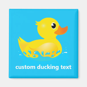Cute Yellow Rubber Duck w custom ducking text Magneet