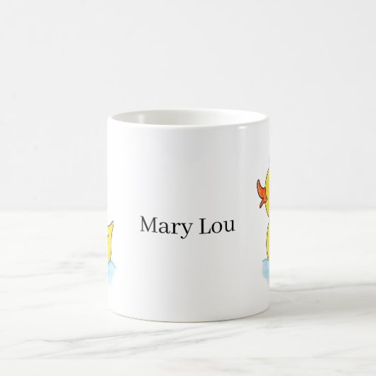 Cute Yellow Rubber Duck with Clover Hat Custom Koffiemok (Center)