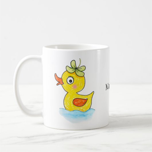 Cute Yellow Rubber Duck with Clover Hat Custom Koffiemok (Links)