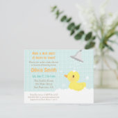 Cute Yellow Rubber Ducky Baby Shower-uitnodigingen Kaart (Staand voorkant)