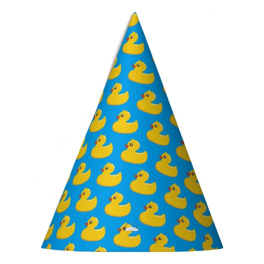 Cute Yellow Rubber Ducky Pattern Blue Background Feesthoedjes (Links)