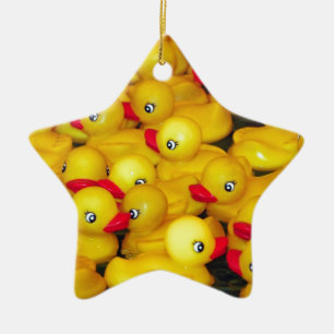 Cute yellow rubberkokers keramisch ornament