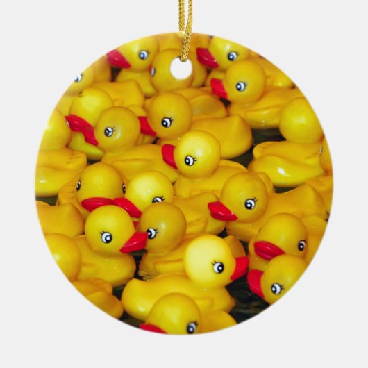 Cute yellow rubberkokers keramisch ornament (Voorkant)