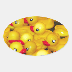 Cute yellow rubberkokers ovale sticker