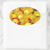 Cute yellow rubberkokers ovale sticker (Tas)