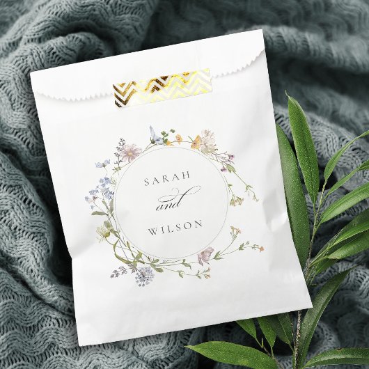 Cute Yellow Rustic Meadow Floral Wreath Wedding Bedankzakje