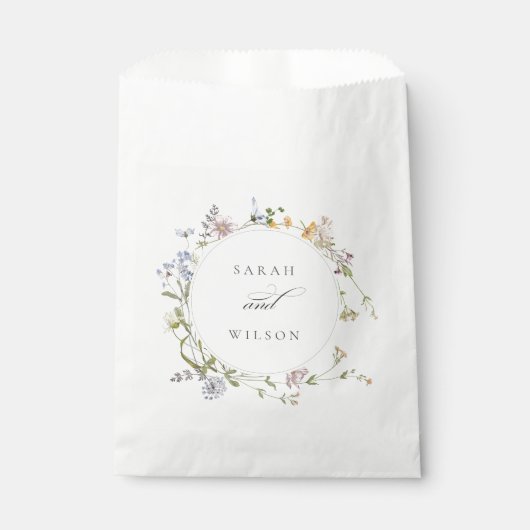 Cute Yellow Rustic Meadow Floral Wreath Wedding Bedankzakje (Voorkant)