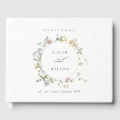 Cute Yellow Rustic Meadow Floral Wreath Wedding Gastenboek (Voorkant)