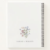 Cute Yellow Rustic Meadow Floral Wreath Wedding Notitieboek (Achterkant)