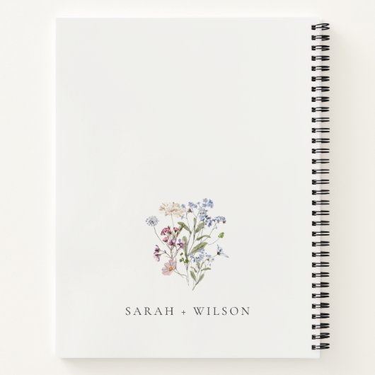 Cute Yellow Rustic Meadow Floral Wreath Wedding Notitieboek (Achterkant)