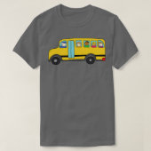 Cute Yellow Schoolbus met gelukkige kinderen T-shirt (Design voorkant)