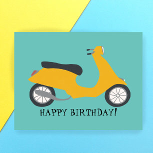 Cute Yellow Scooter HAPPY BIRTHDAY CUSTOM Briefkaart