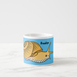 Cute yellow slak cartoon illustratie espresso kop