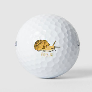 Cute yellow slak cartoon illustratie golfballen