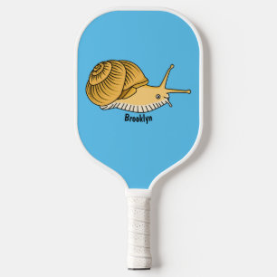 Cute yellow slak cartoon illustratie pickleball paddle