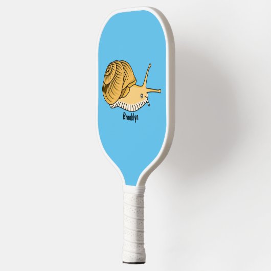 Cute yellow slak cartoon illustratie pickleball paddle (Links)