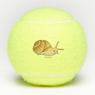 Cute yellow slak cartoon illustratie tennisballen