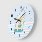 Cute Yellow Smiling Dinosaur Illustratie Grote Klok (Hoek)