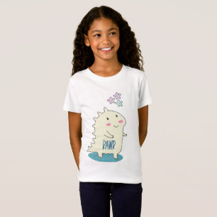 Cute Yellow Smiling Dinosaur met Happy Stars T-shirt